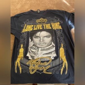 Vintage Akcess Premium Michael Jackson Blue/Gold Sparkles Short Sleeve Tee XL